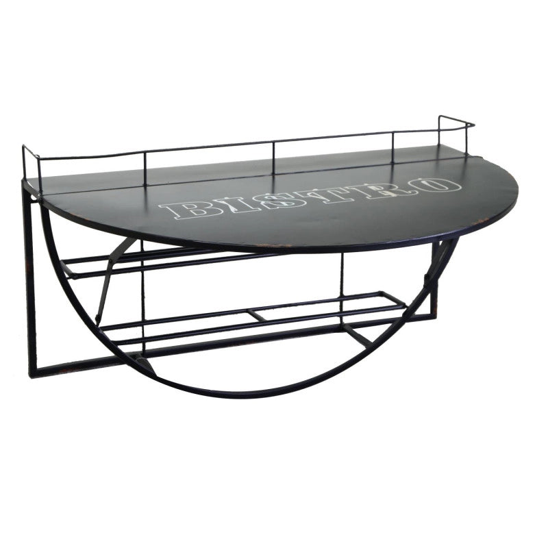 Tavolino metallo da muro con mensola nero cm 70x47h40