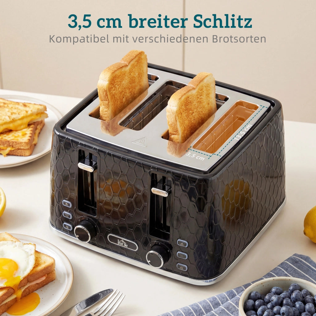 Bollitore Elettrico Veloce 1,7L 2200W con Tostapane 4 Fette e Filtro Anticalcare ¨C zephmum ¨C Nero