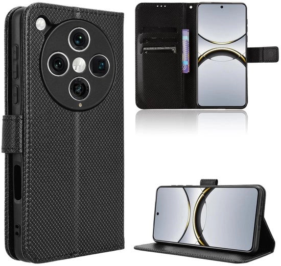 Custodia shockresistente - Vezelhoesje - Tessuto in cartone - Chiusura magnetica - Per Oppo Find X8 Pro 5G - Nero - Custodia per telefoni cellulari
