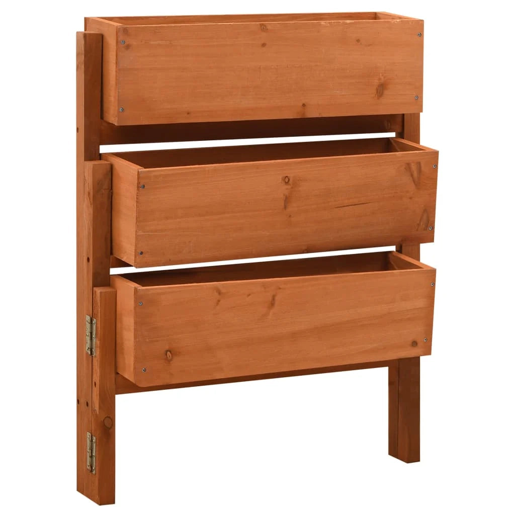 Fioriera pieghevole arancione da giardino 60 x 14 x 75 cm legno di abete 02_0000835