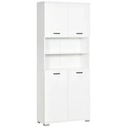 kleankin Mobile Bagno in Truciolato Bianco con 2 Armadietti con Ante e 2 Ripiani Aperti, 80x33.5x190 cm