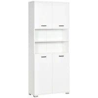 kleankin Mobile Bagno in Truciolato Bianco con 2 Armadietti con Ante e 2 Ripiani Aperti, 80x33.5x190 cm