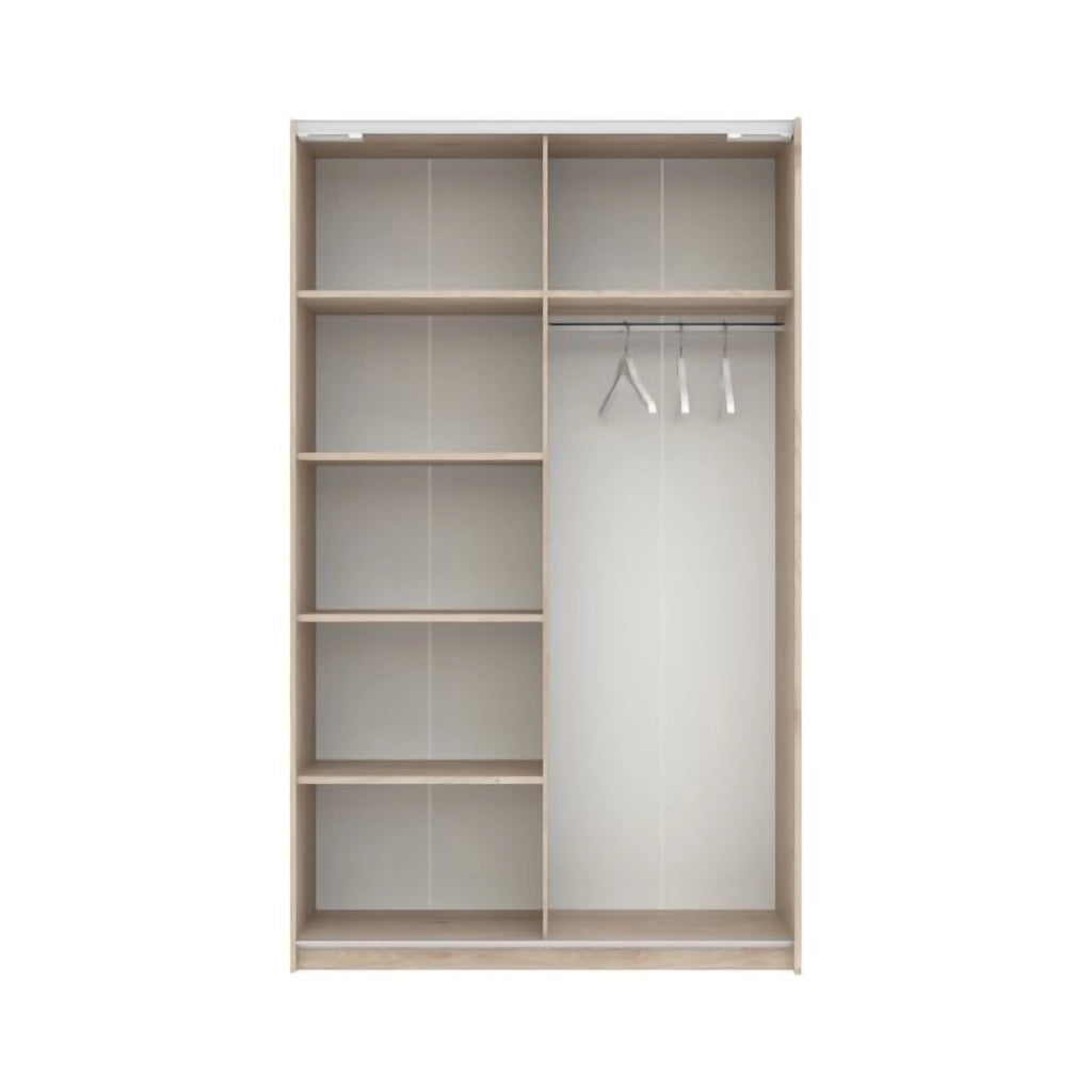 Armadio Camera da Letto Maba, Guardaroba 2 Ante 2 Ripiani, 120x204h cm Marrone Rovere