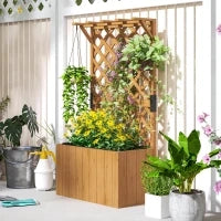 Letto per Orto Rialzato con Traliccio per Rampicanti e Pergola Superiore, 64x33x122 cm, Legno
