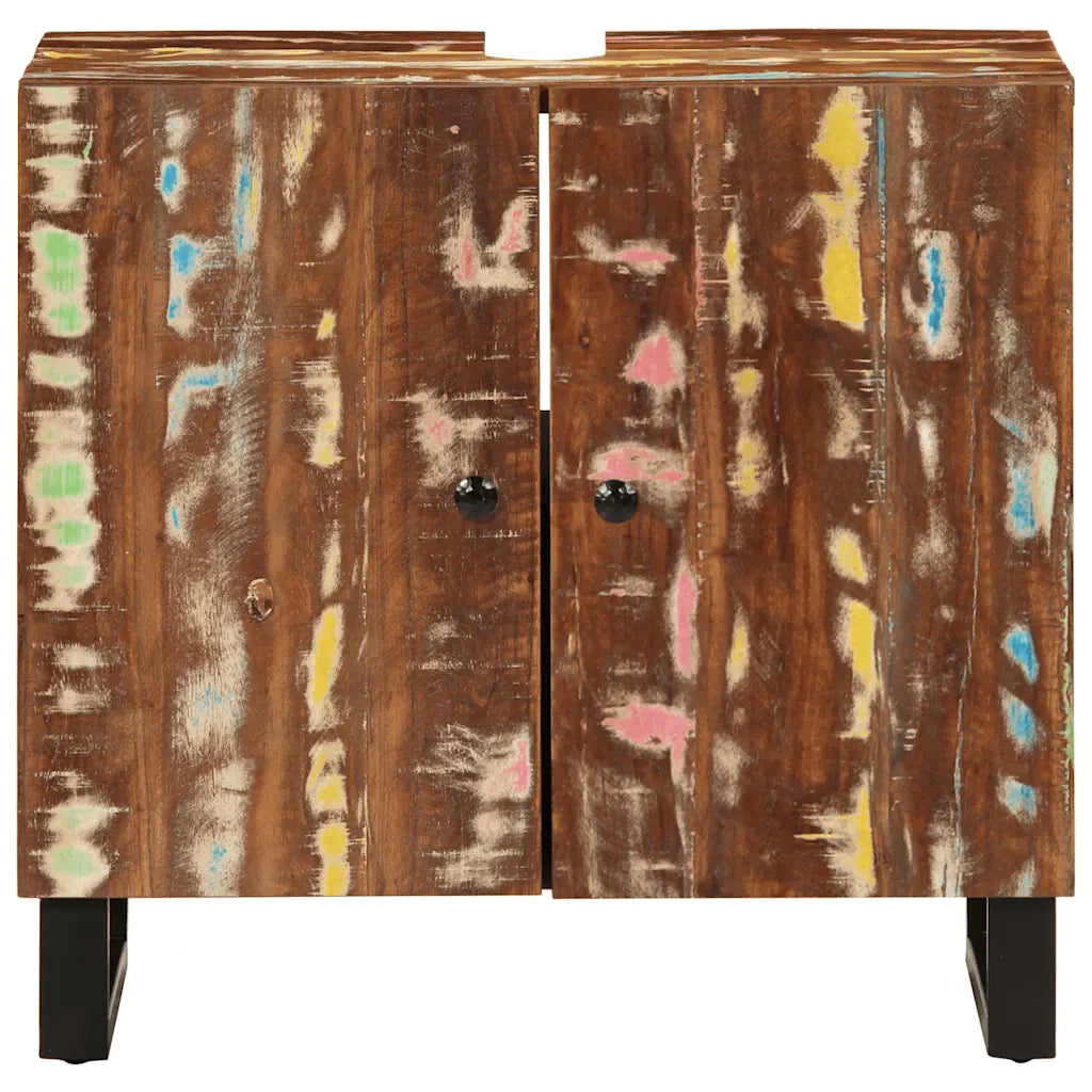 Mobile Lavabo-Armadietto da bagno 62x33x58 cm Legno Massello Recupero e Multistrato