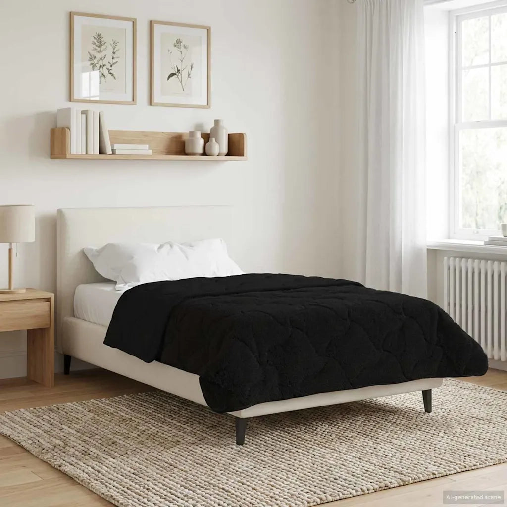 Duvet Estivo Nero 140 x 220 cm Microfibra e Fleece Teddy 42026187