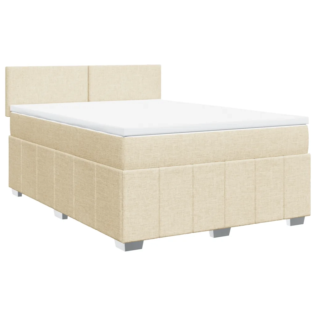 Giroletto a Molle con Materasso Crema 140x19 cm in Tessuto