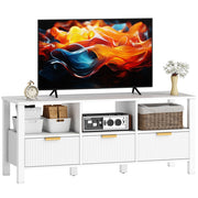 Mobile TV con 3 cassetti e 3 ripiani aperti per TV 43-55 pollici ¨C Minimal ¨C Bianco 120x39.5x50 cm