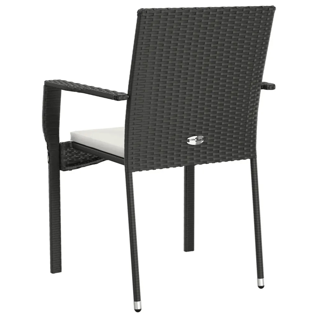 Sedie da Giardino con Cuscini 2 pz in Polyrattan Nere cod mxl 15426