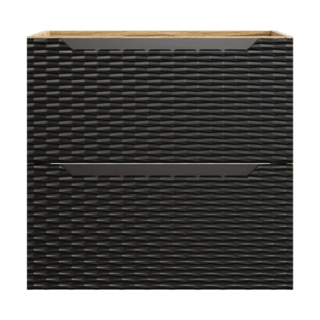 Mobile sottolavabo YOKA - 2 cassetti - Rovere chiaro e nero - L60 × P46 × H57 cm - Da appendere