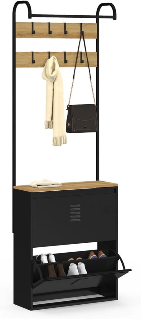 Scarpiera da corridoio ESTER a 2 ante in metallo nero