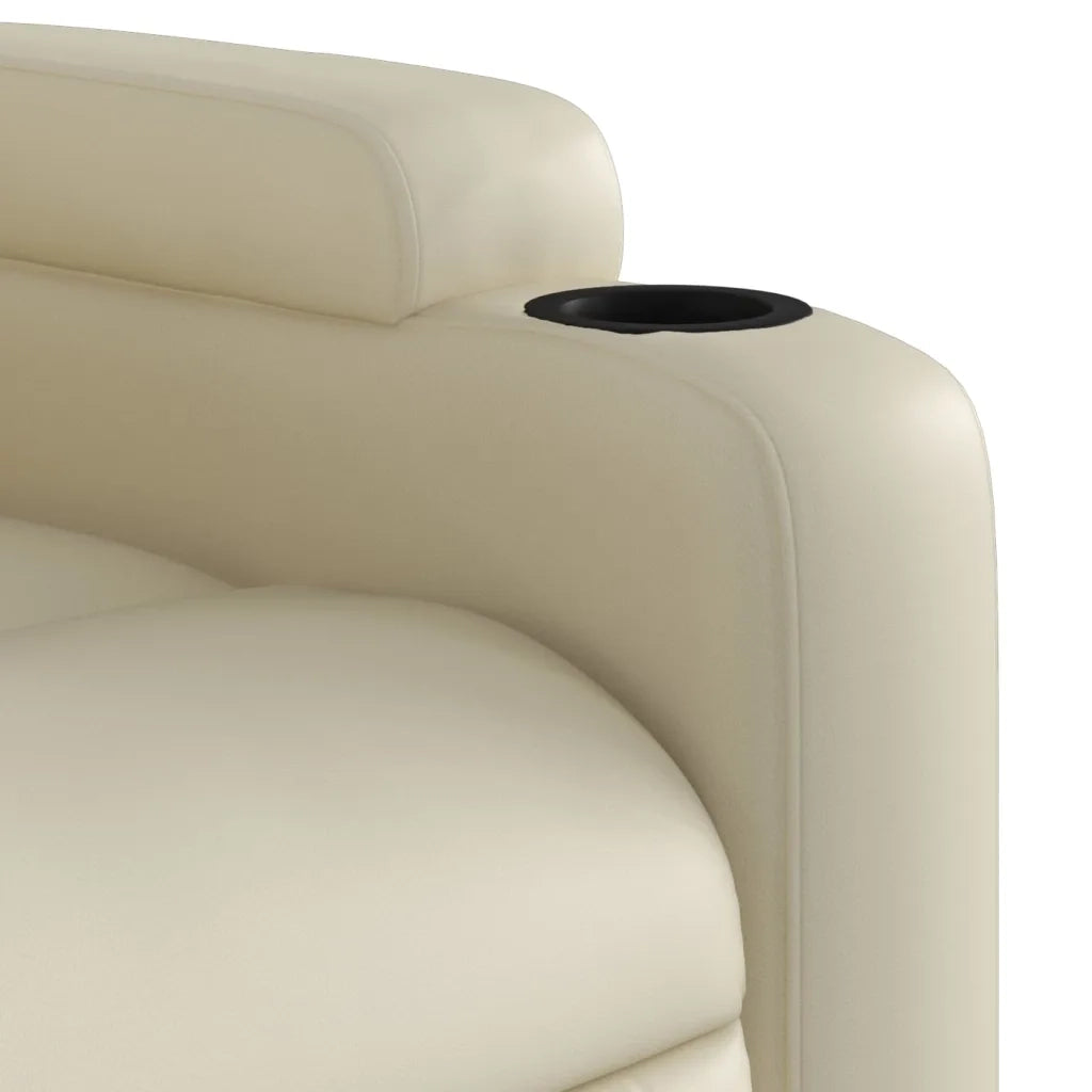 Divano Sedia-Poltrona reclinabile massaggiante in Similpelle Crema 642689