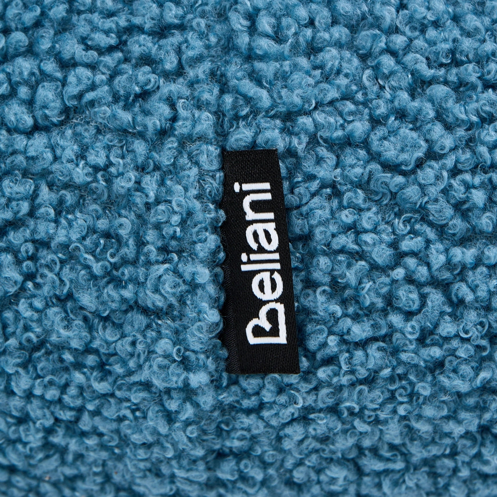 Poggiapiedi Blu Boucle Pouf rotondo Tappezzeria Glam Ottomane Mobili Soggiorno