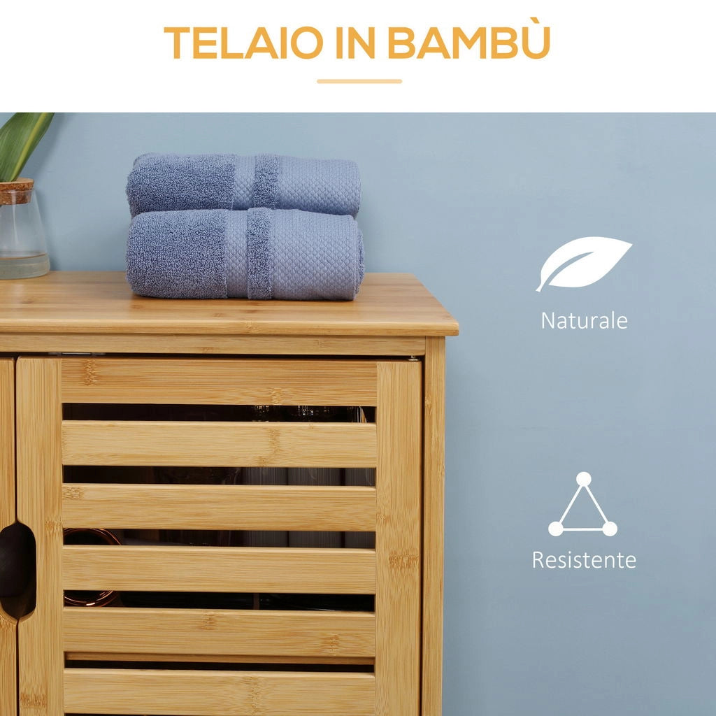 MOBILE BAGNO MODERNO A 2 ANTE CON 2 RIPIANI  68X32X86 CM COLOR LEGNO