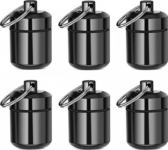 Set di contenitori per pillole - 6 pezzi - Cassetta chiavi - Imbottito acqua - Contenitore per pillole per hanger chiavi - Alluminio - per medicazione/contenitore per pillole - Contenitore per pillole acqua impermeabile