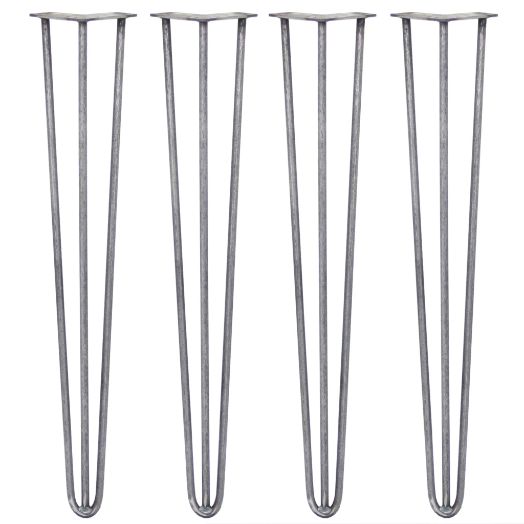 4 Gambe per Tavolo a Forcina SkiSki Legs 71cm Acciaio Naturale 3 Rebbi 12mm