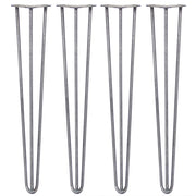 4 Gambe per Tavolo a Forcina SkiSki Legs 71cm Acciaio Naturale 3 Rebbi 12mm