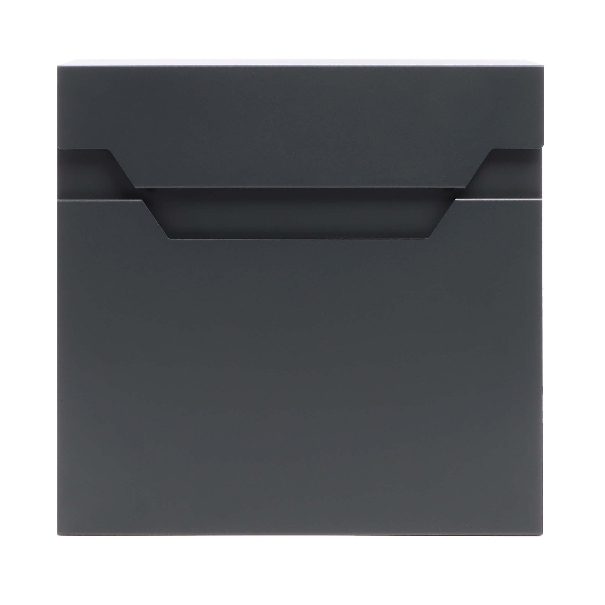 Cassetta postale V61 con portagiornale, antracite e inox, soft-close, 370 x 105 x 370 mm