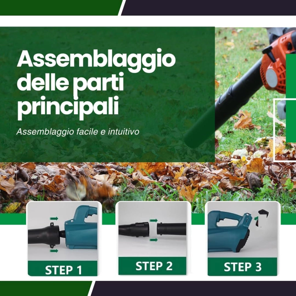 Soffiatore a Batteria da Giardino, Soffiatore Elettrico con 2 Batterie 4.0Ah