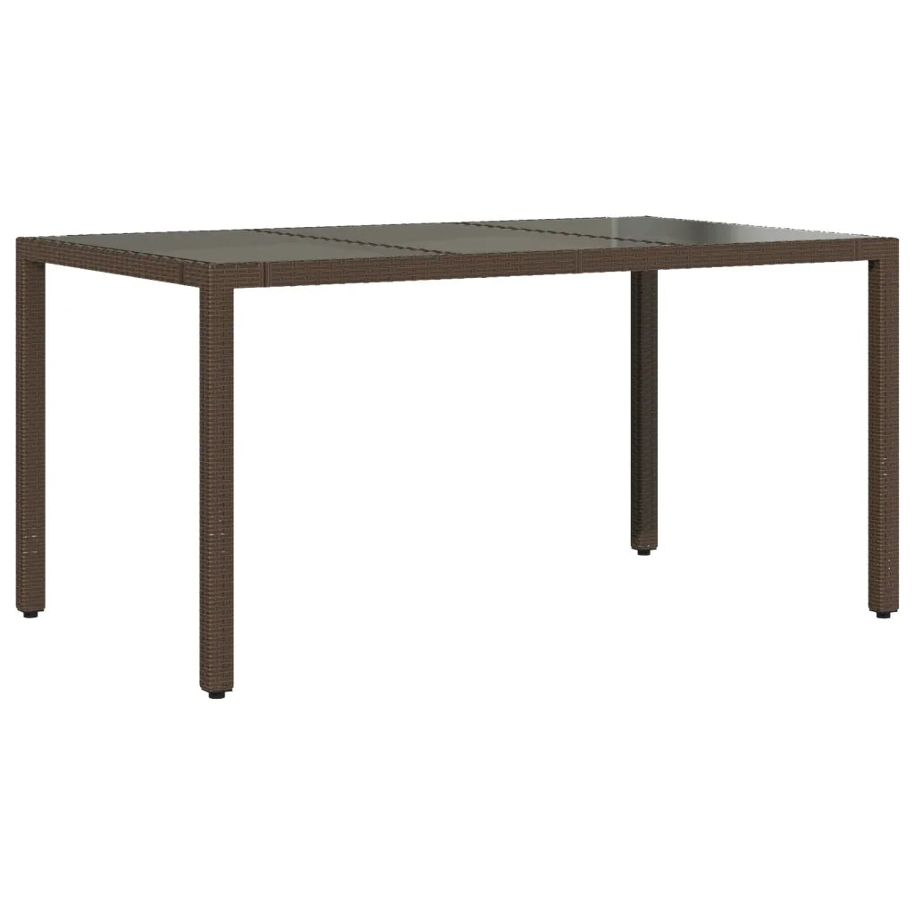 Tavolo Giardino Piano in Vetro Marrone 150x90x75 cm Polyrattan 365590