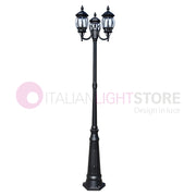 ENEA Lampione a 3 luci h.242 in Alluminio per Esterno Viale Giardino NERO