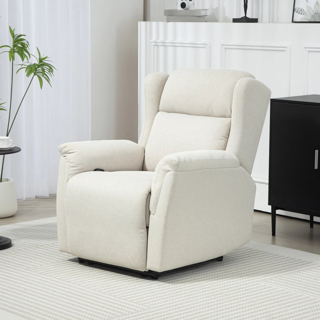 Poltrona Reclinabile Massaggiante con Poggiapiedi ¨C Zephmum ¨C Beige Tessuto