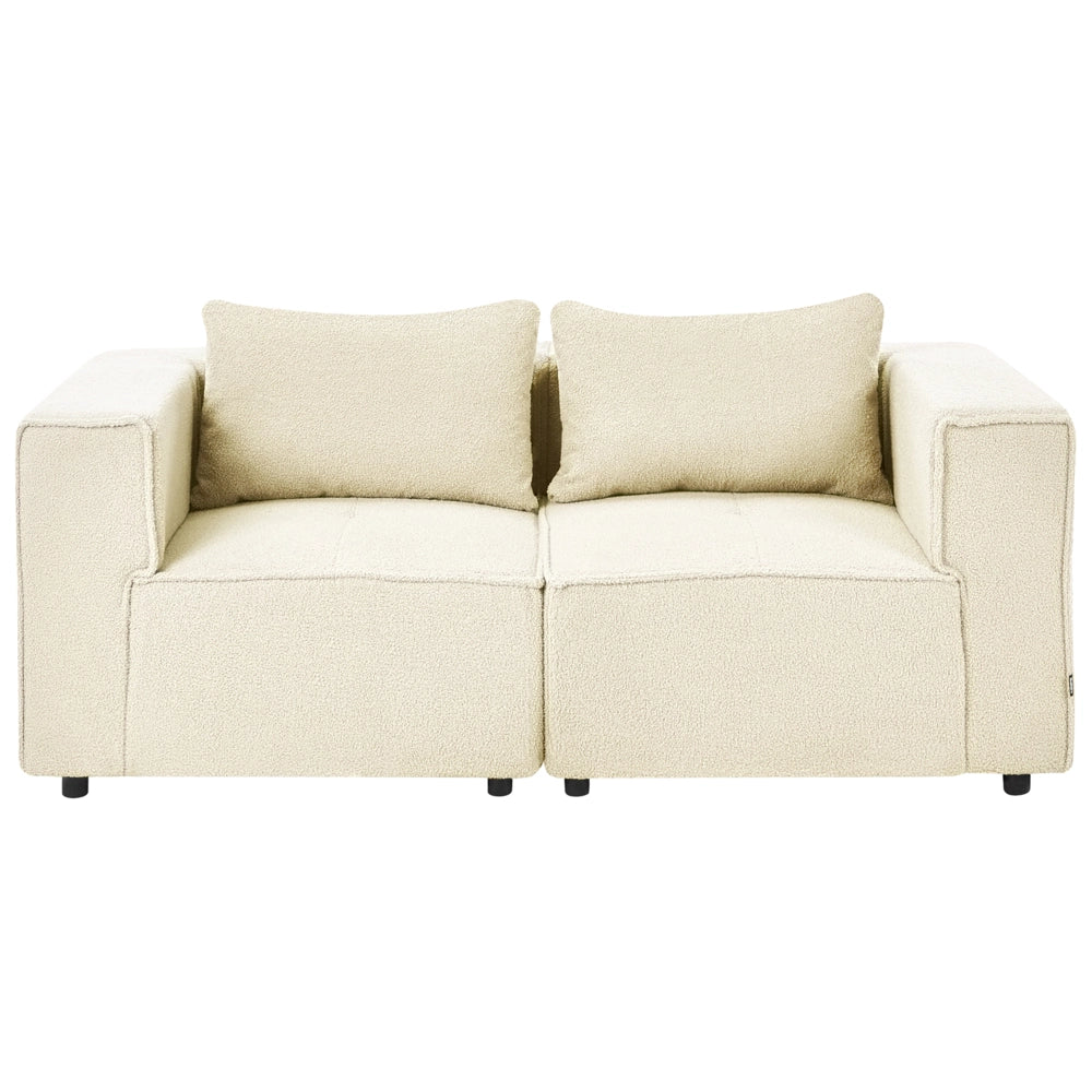 Divano modulare a 2 posti Divano componibile in bouclé bianco sporco in due sezioni Stile moderno e minimalista