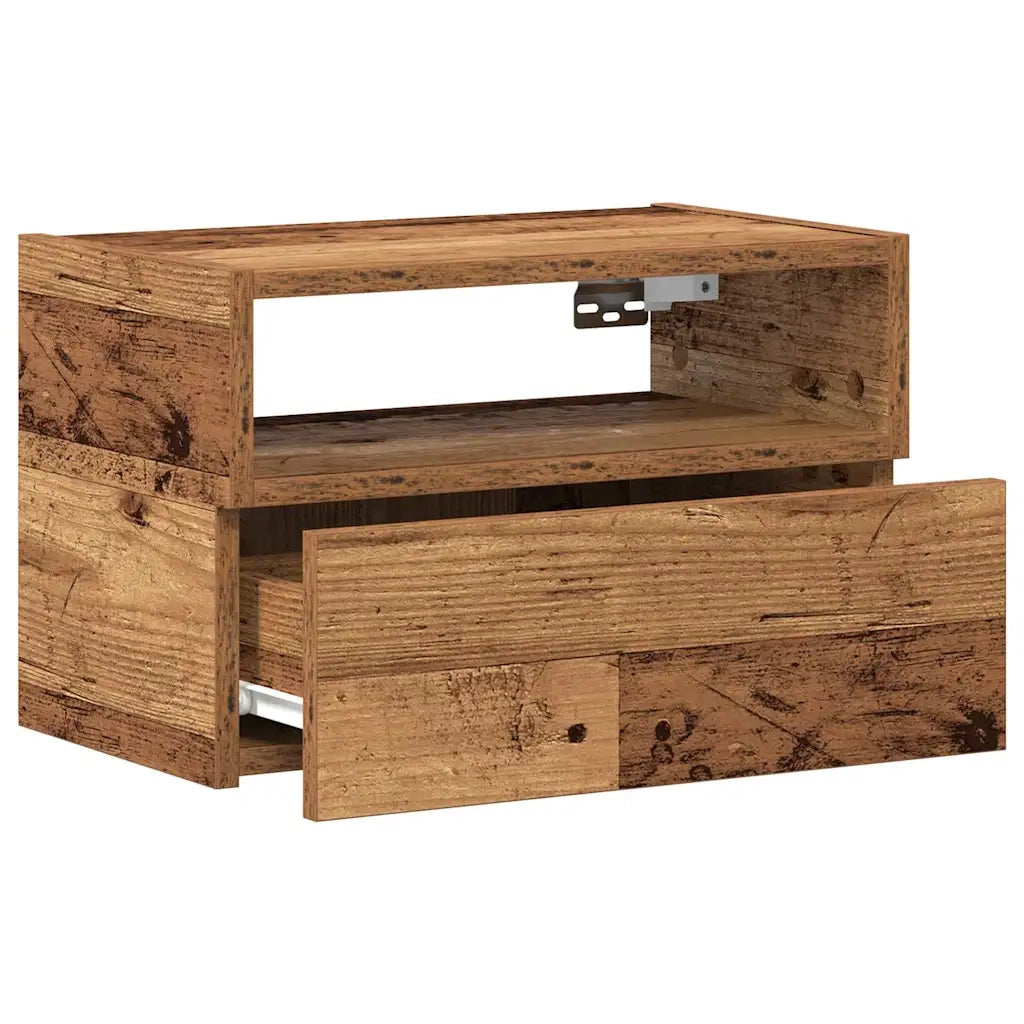 vidaXL Comodino a Muro Legno Antico 45x26x28,5 cm