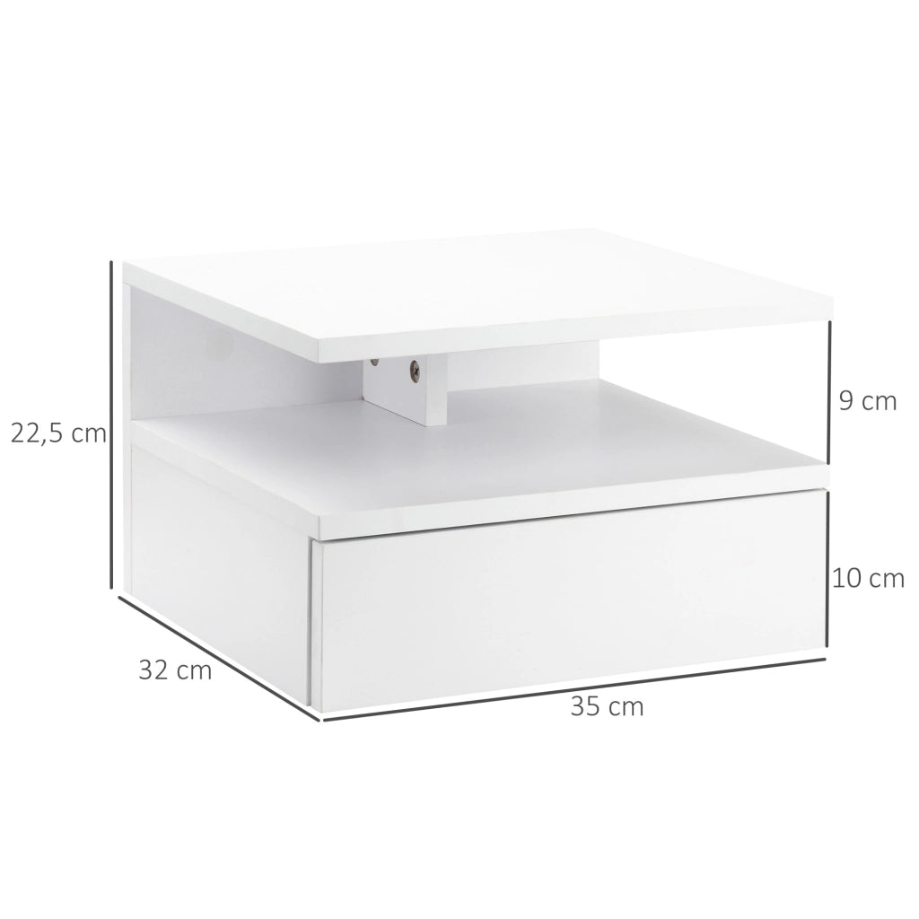Set 2 Comodini da Parete ¨C Xylo ¨C Cassetto Scorrevole Bianco con Nicchia