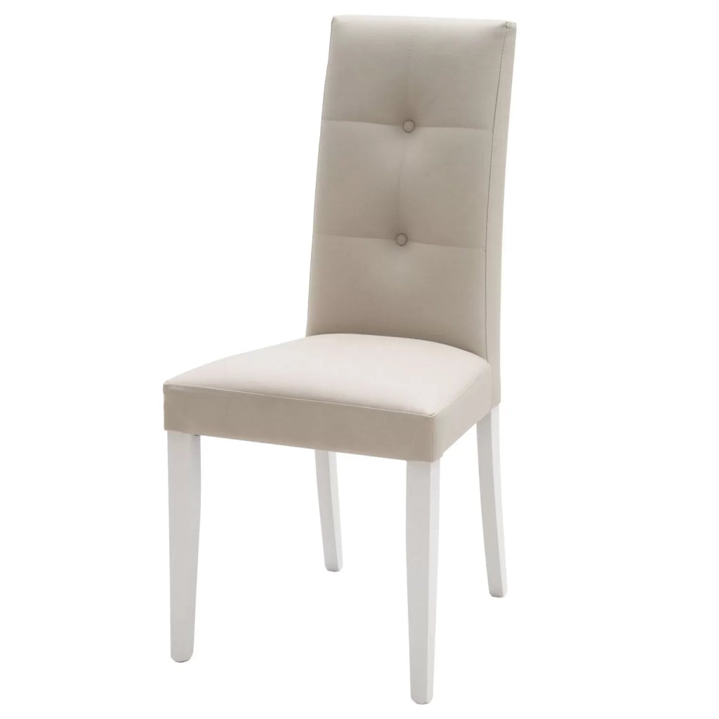 Set 2 sedie in ecopelle beige con bottoni