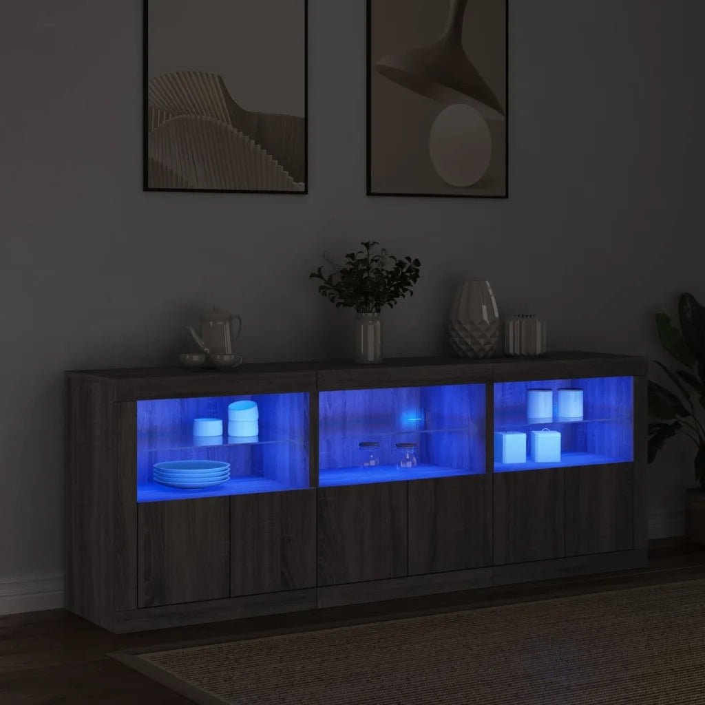 Credenza con Luci LED Grigio Sonoma 181,5x37x67 cm 3209007