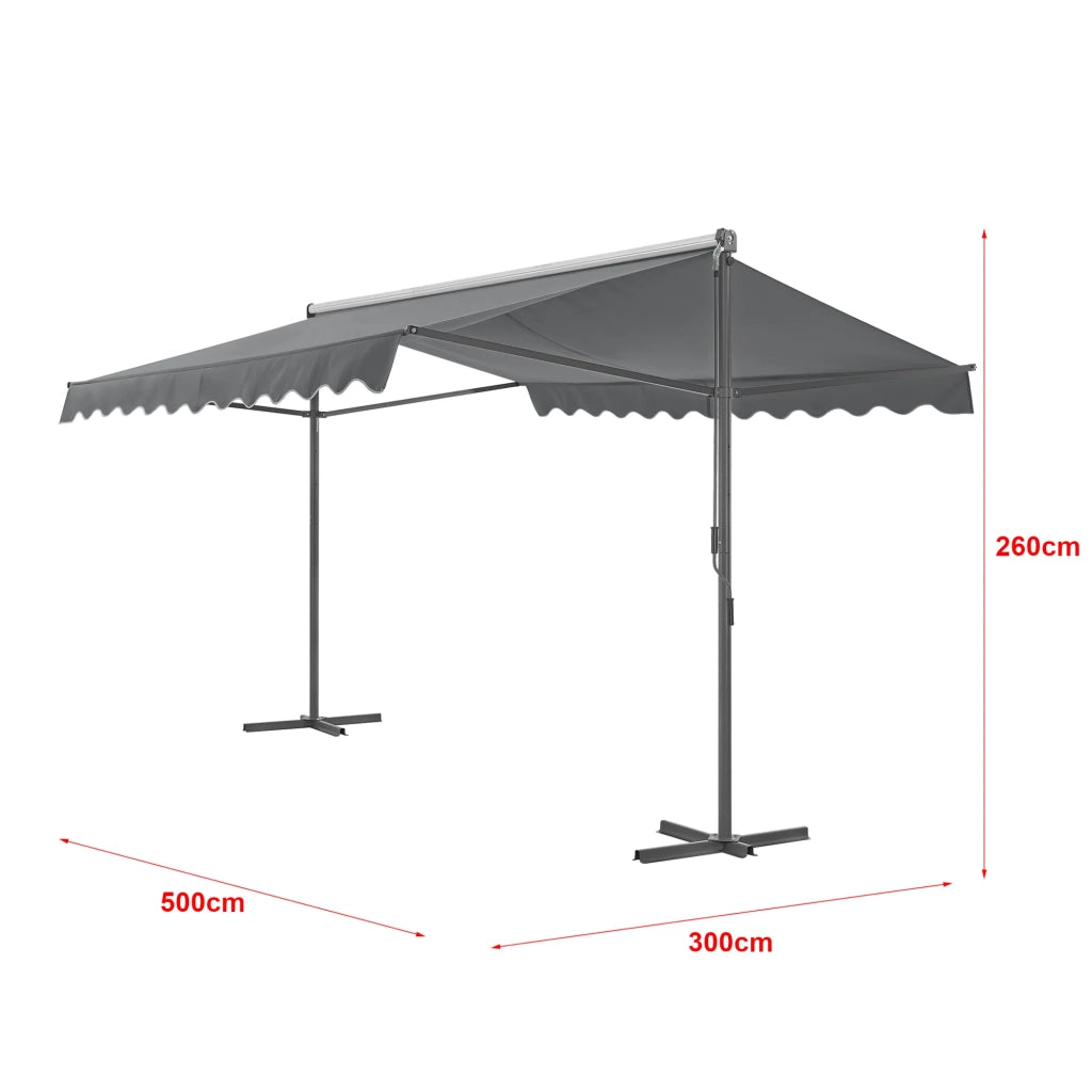 Tenda da sole autoportante a doppia pendenza 500 x 300 x 260 cm grigio scuro 03_0008296