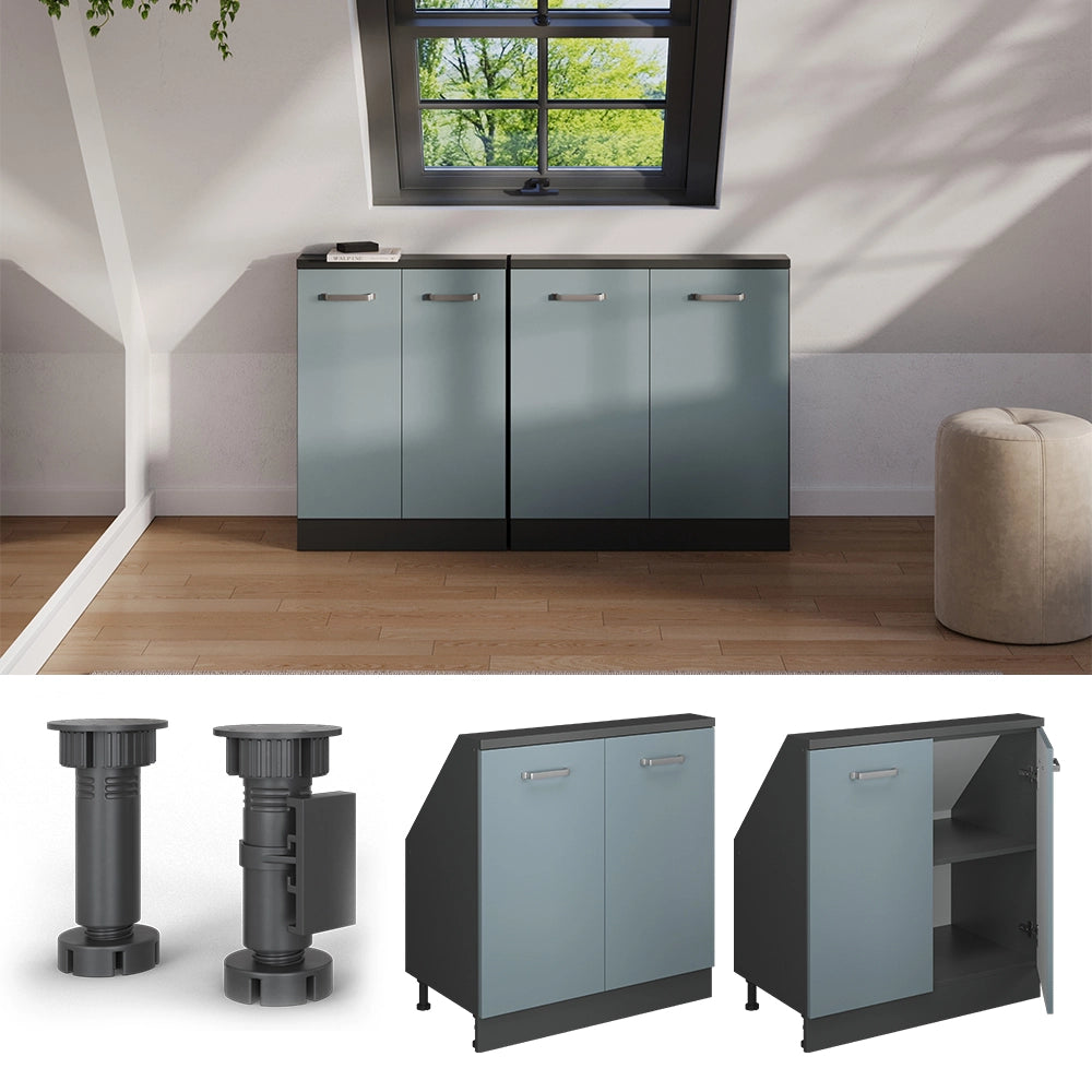 Mobile sottotetto Rion Grigio-blu/Antracite con 2 porte Vicco