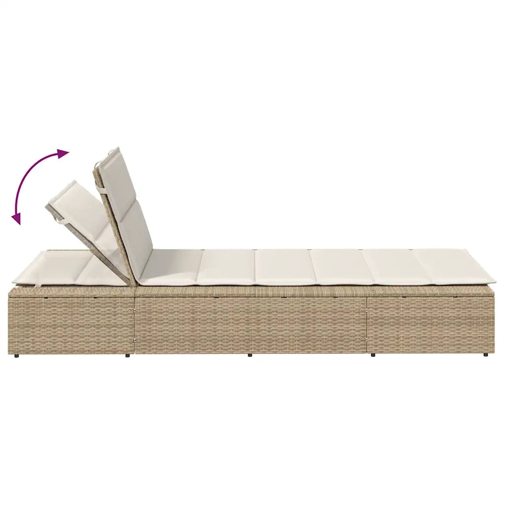 Lettino Prendisole con Cuscino Galleggiante Beige in Polyrattan 4104206