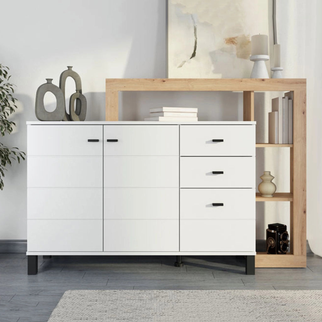 Madia Valiza, Credenza 3 Cassetti, 145x35x101h cm Bianco
