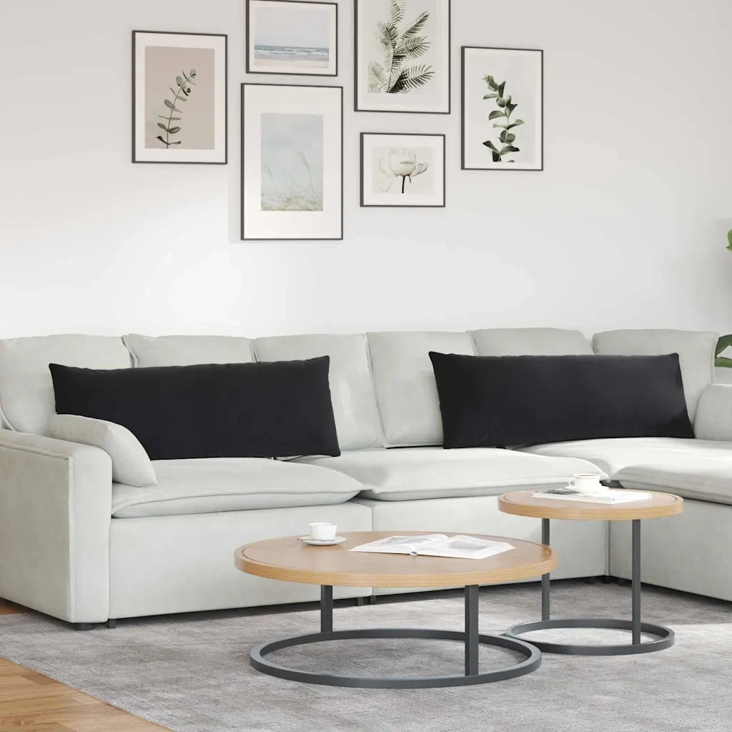 Cuscini da Divano 2 pcs Nero 120 x 40 cm Tessuto in Cords