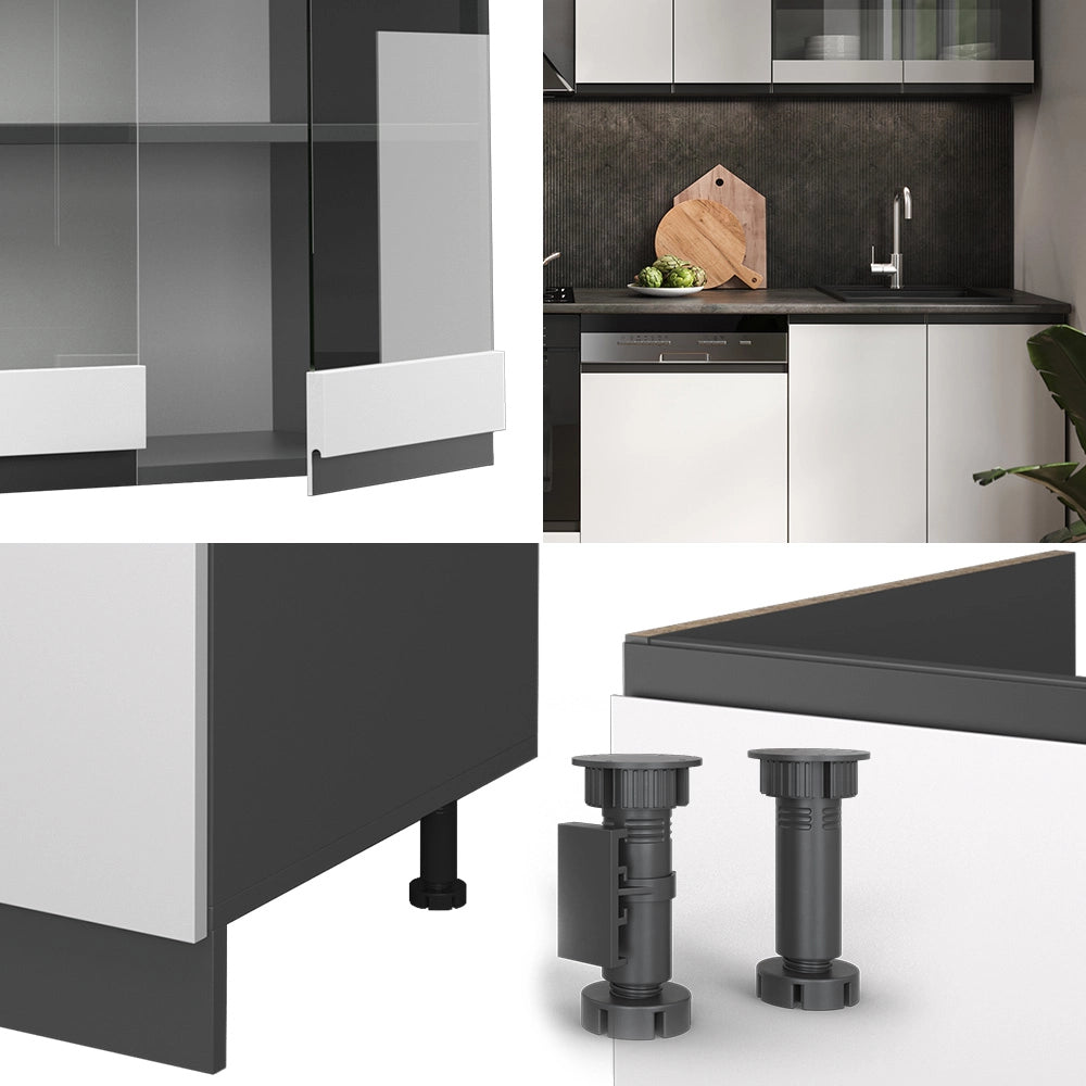 Vicco Cucina componibile Bianco/antracite 300 cm , PL Marmo