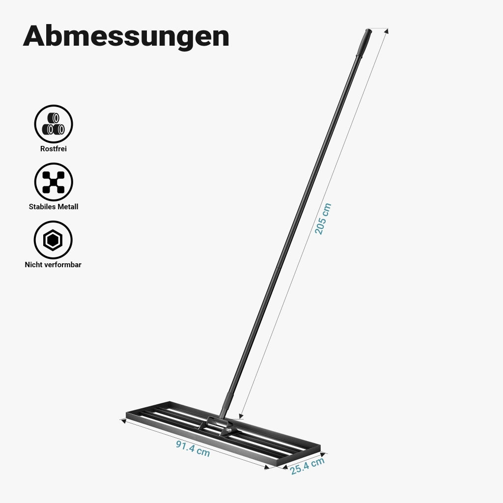 Rastrello livellatore in alluminio 90 x 25 cm, per livellamento e sabbiatura di terreni prati