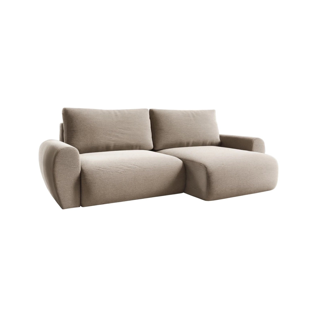 Paullo, Divano Letto con Penisola Contenitore, 253x153 cm Beige