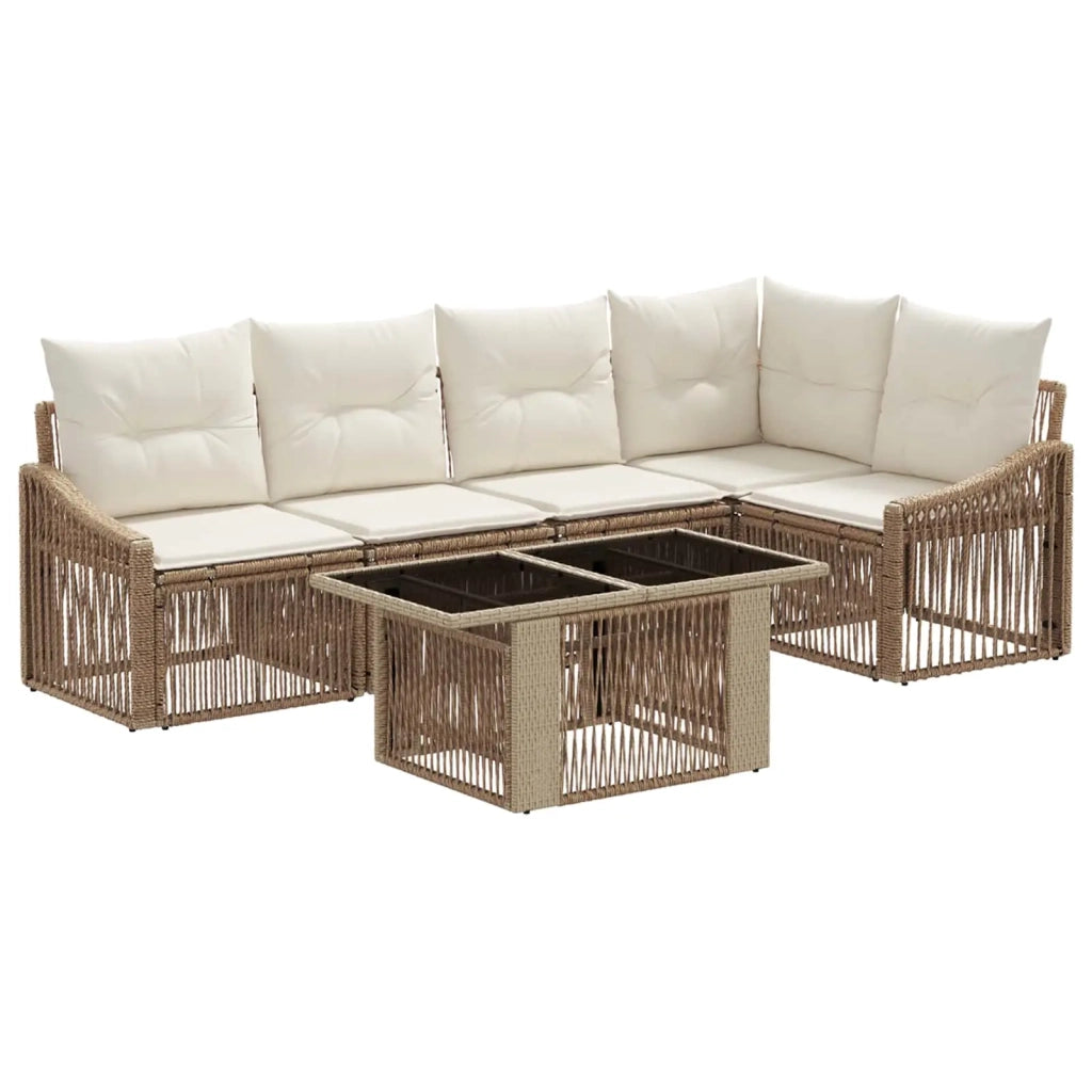 Set Divano da Giardino 6 pz Beige e Bianco Crema polyrattan 3437250