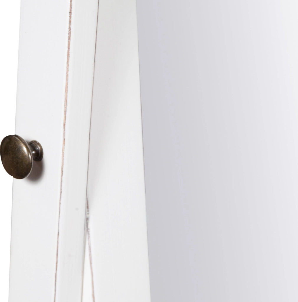 Biscottini Specchiera da terra orientabile in legno massello di tiglio finitura bianca anticata L61xPR45xH172 cm Made in Italy