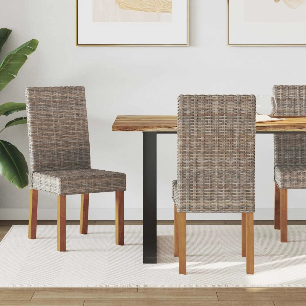 Sedia da pranzo 2 pcs Rattan Kubu e Legno Massello di Mogano