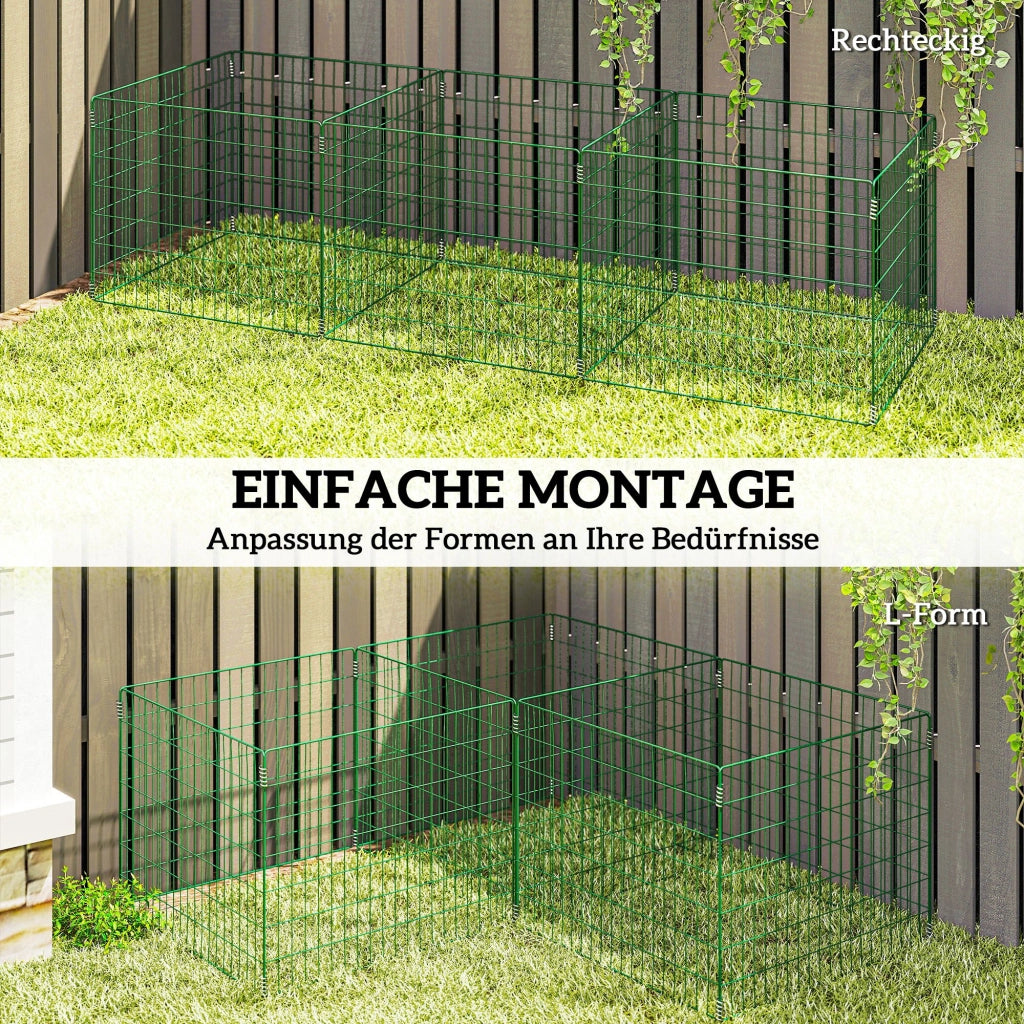 Compostiera da giardino 1680L ¨C Xylo ¨C acciaio verde 270x90x70cm 3 pezzi