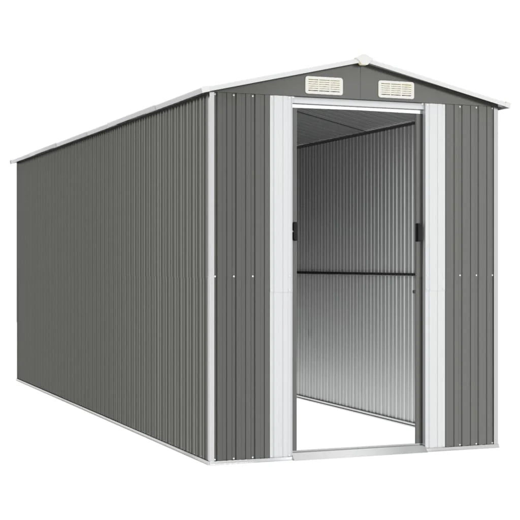Casetta da giardino cabina ripostiglio capanno da esterno capanno per attrezzi robusta colore chiaro 192 x 523 x 223 cm acciaio zincato grigio 02_0022259