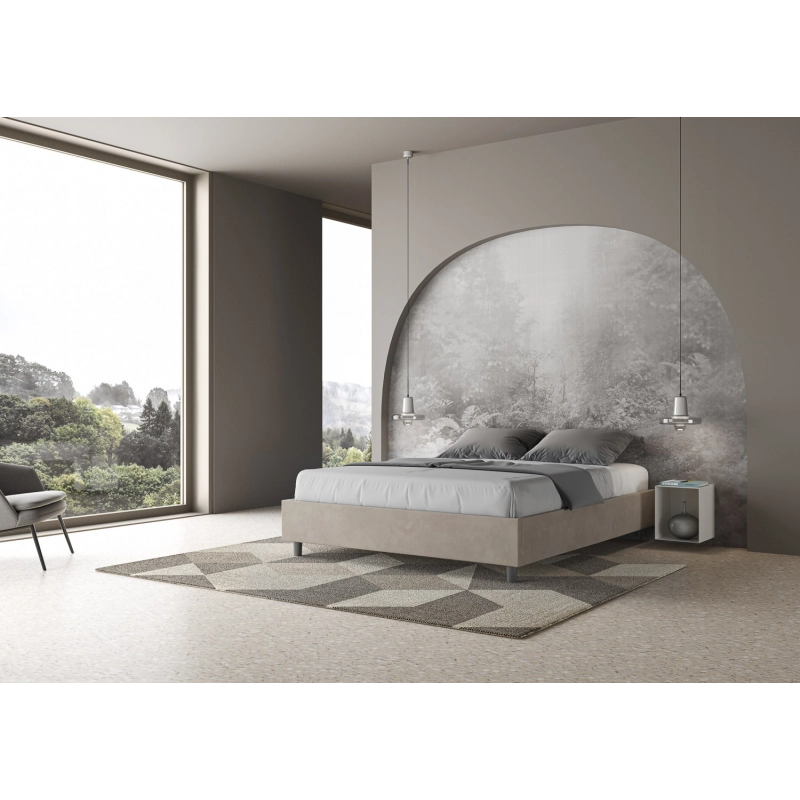 Letto Sommier imbottito Matrimoniale 160x210 cm Azelia - Con rete,Microfibra,Sabbia