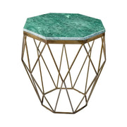 Tavolino basso NEXORA 50 cm in marmo verde e metallo dorato design geometrico