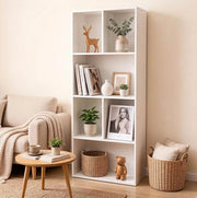 Libreria verticale bianca in MDF con 6 vani, 50 x 30 x 118 cm