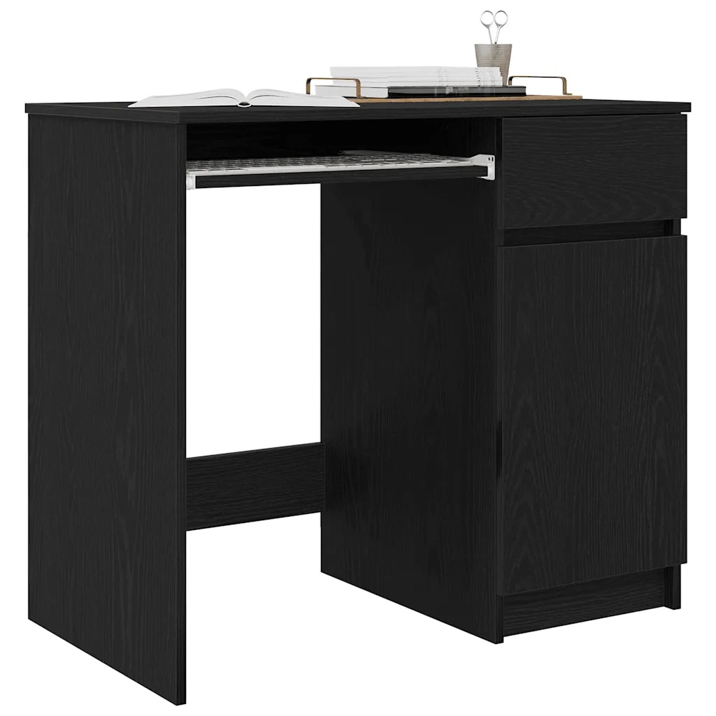 Scrivania Rovere Nera 86x49x76 cm in Legno Multistrato 861824