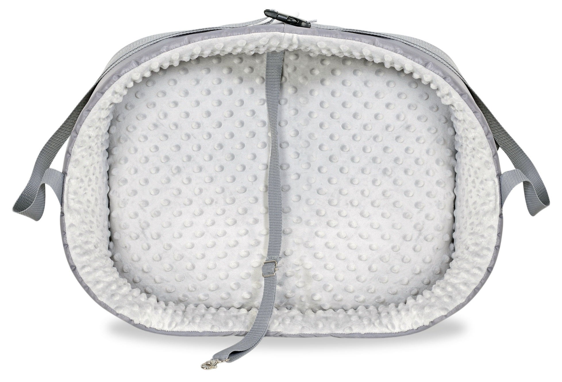 AIO FACTORY Trasportino per auto 50x40 cm Minky Grey Seggiolino per cani impermeabile