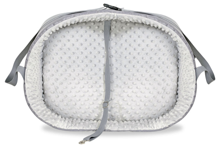 AIO FACTORY Trasportino per auto 50x40 cm Minky Grey Seggiolino per cani impermeabile